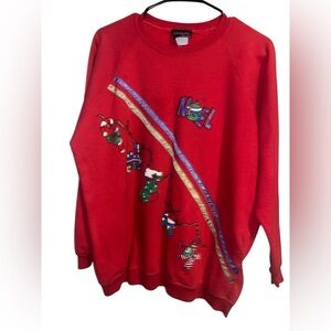 Festive Red Sweater women with Holiday Design
